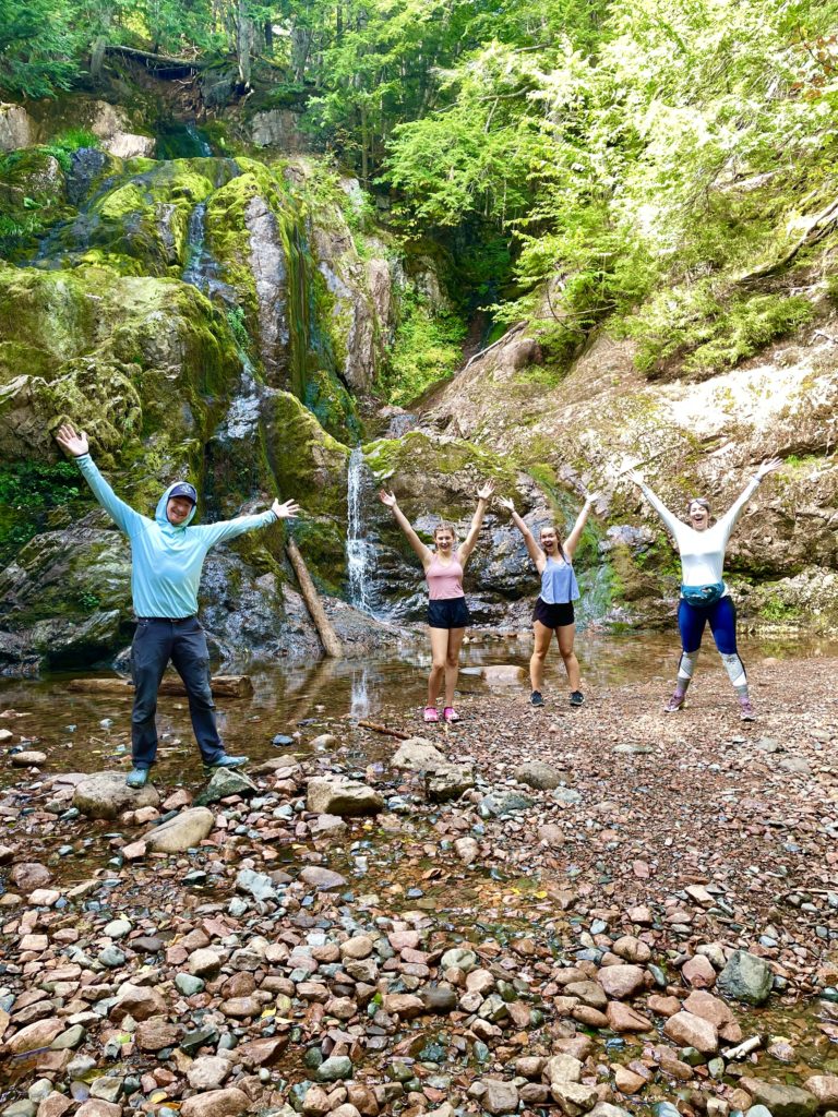 4 people enjoying a Waterfall tour in Nova Scotia